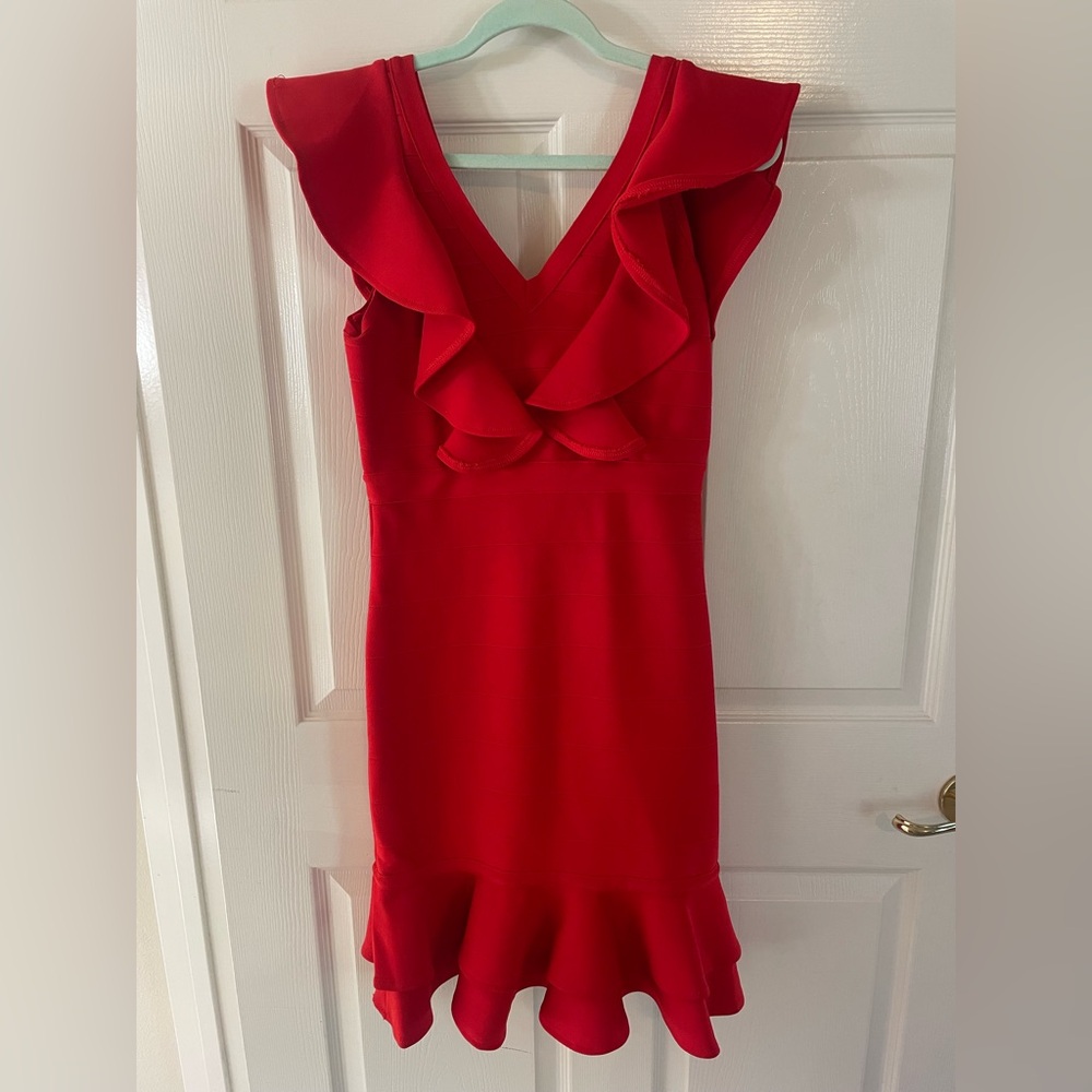 Elegant Red Ruffle Dress